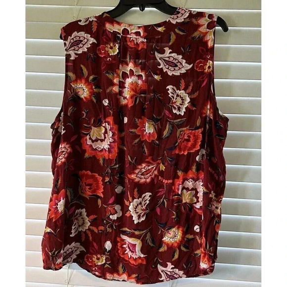 Old Navy Womens V-Neck Flowy Floral Blouse Top Size XX Large Burgundy Multicolor - Picture 7 of 7